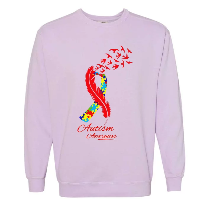 Autism Awareness Ribbon Puzzle Autistic Garment-Dyed Sweatshirt