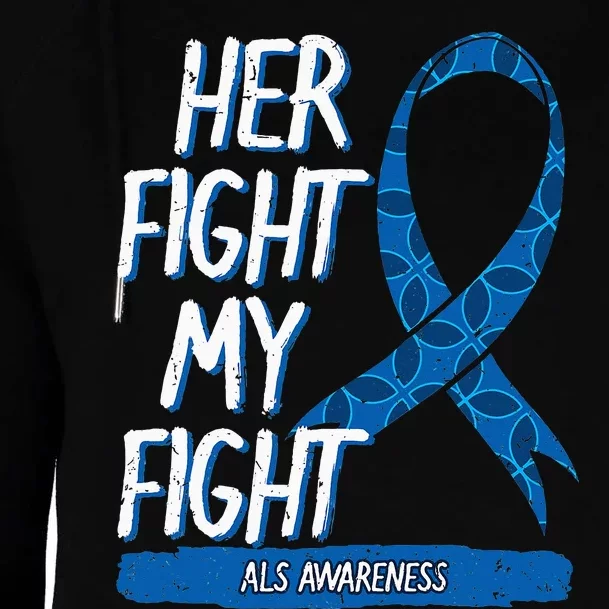 ALS Awareness Ribbon Lou Gehrig's Disease Blue MND Womens Funnel Neck Pullover Hood