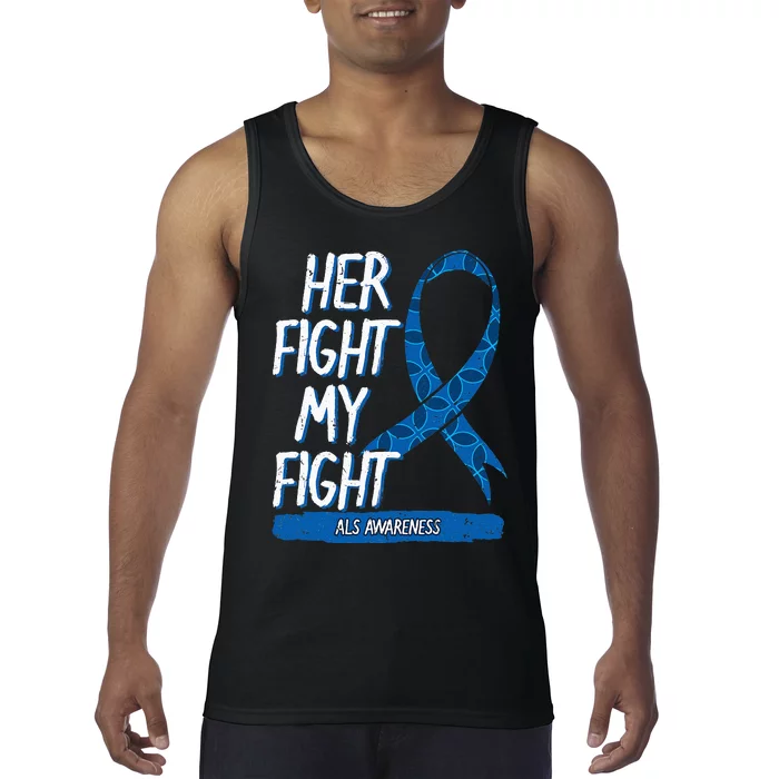 ALS Awareness Ribbon Lou Gehrig's Disease Blue MND Tank Top