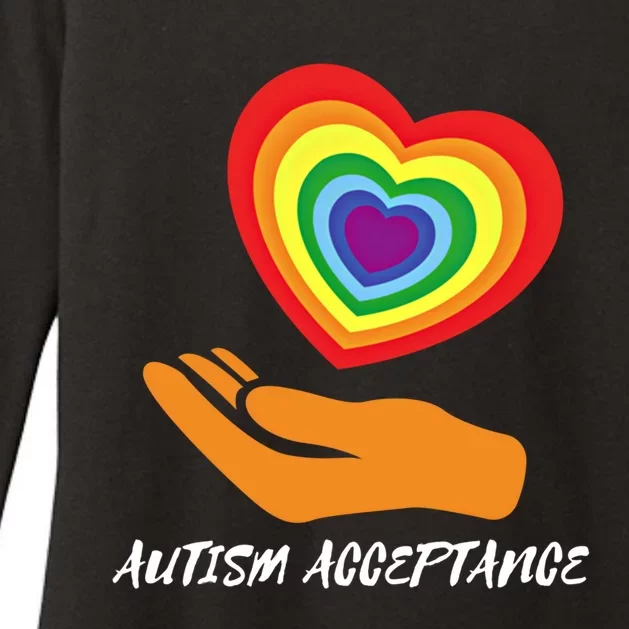 Autism Awareness Rainbow Heart Acceptance Utism Meaningful Gift Womens CVC Long Sleeve Shirt