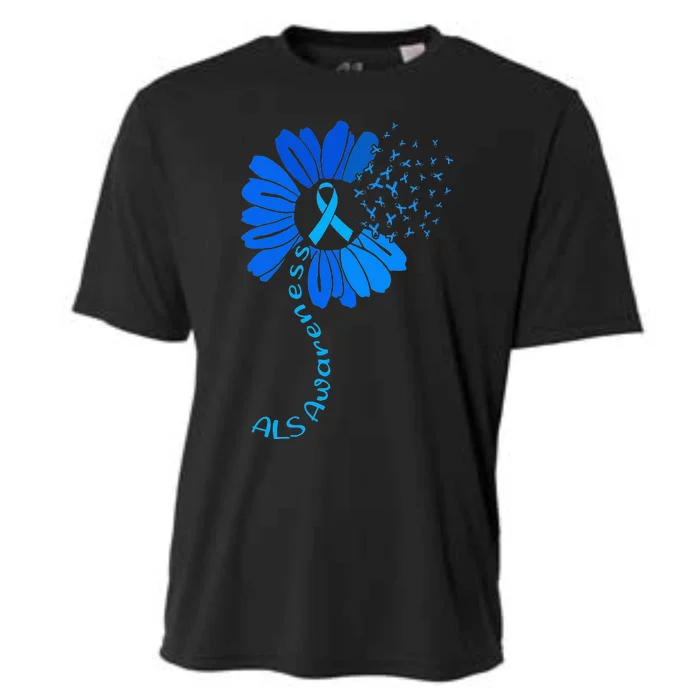 Als Awareness Ribbon Sunflower funny support squad Cooling Performance Crew T-Shirt