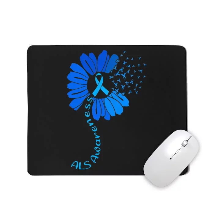 Als Awareness Ribbon Sunflower funny support squad Mousepad