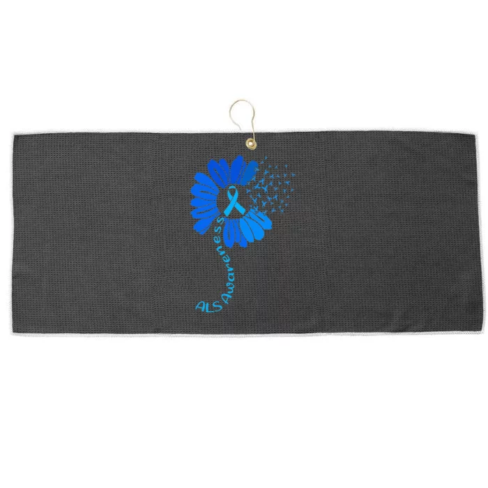 Als Awareness Ribbon Sunflower funny support squad Large Microfiber Waffle Golf Towel