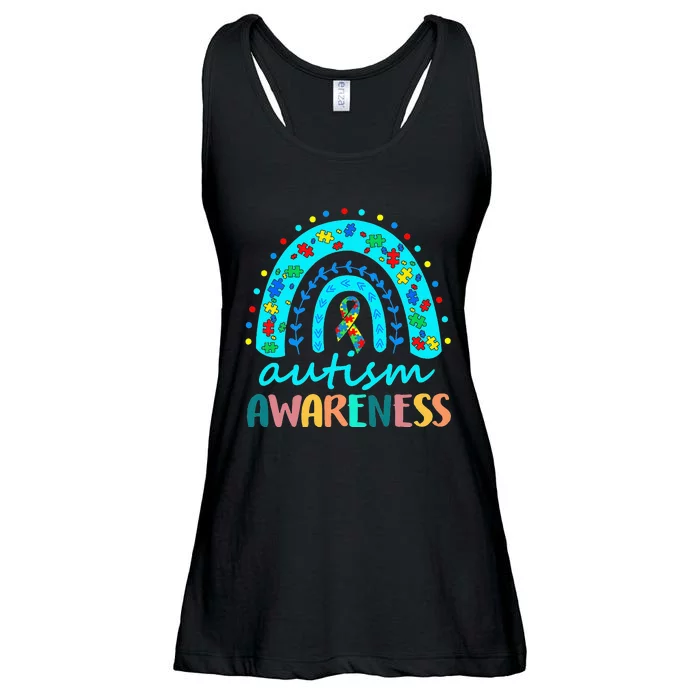 Autism Awareness Rainbow Puzzle Autism Awareness Month Ladies Essential Flowy Tank