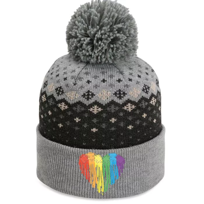 Autism Awareness Rainbow Puzzle Heart The Baniff Cuffed Pom Beanie