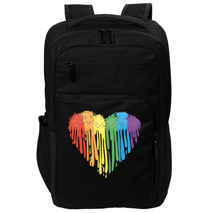 Autism Awareness Rainbow Puzzle Heart Impact Tech Backpack