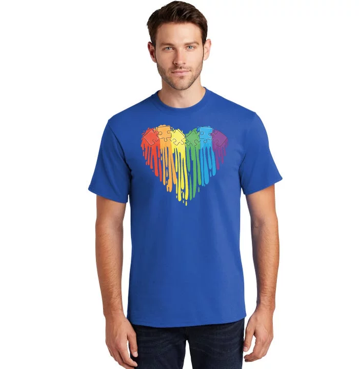 Autism Awareness Rainbow Puzzle Heart Tall T-Shirt