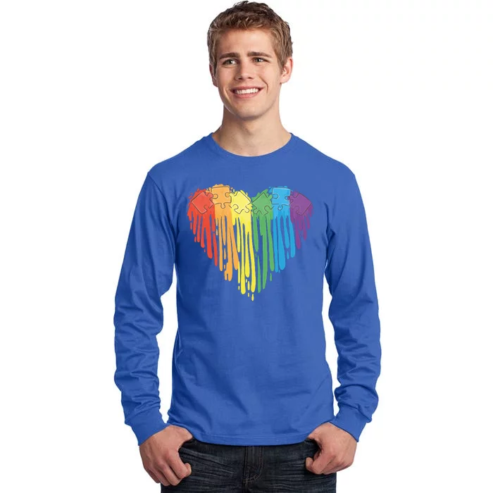 Autism Awareness Rainbow Puzzle Heart Tall Long Sleeve T-Shirt