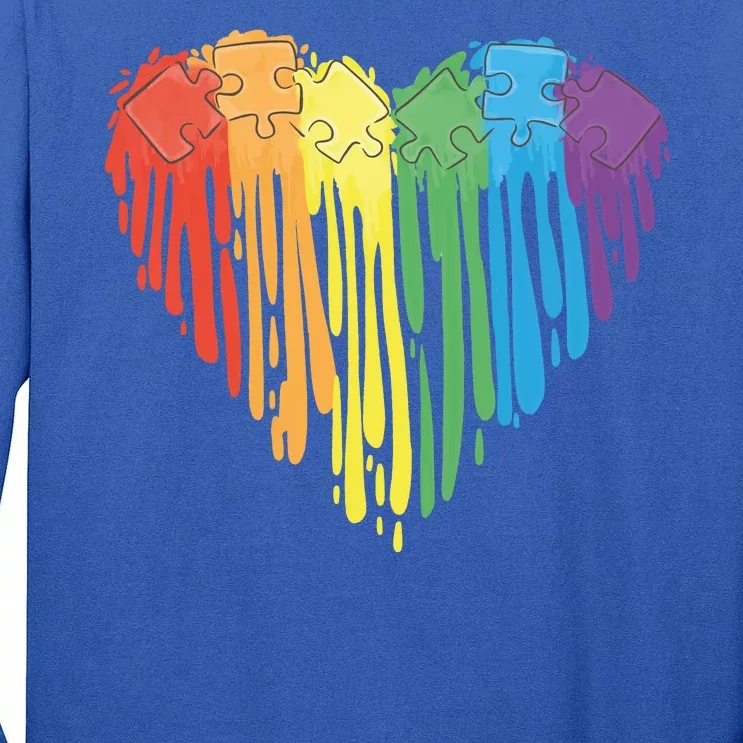 Autism Awareness Rainbow Puzzle Heart Tall Long Sleeve T-Shirt