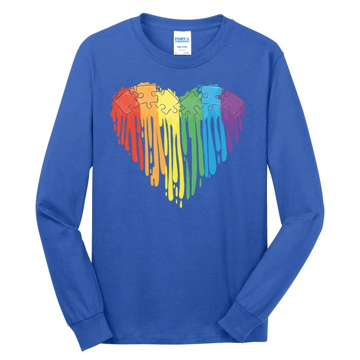 Autism Awareness Rainbow Puzzle Heart Tall Long Sleeve T-Shirt