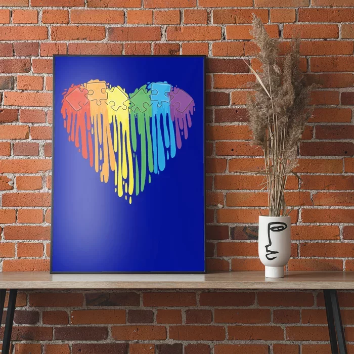 Autism Awareness Rainbow Puzzle Heart Poster