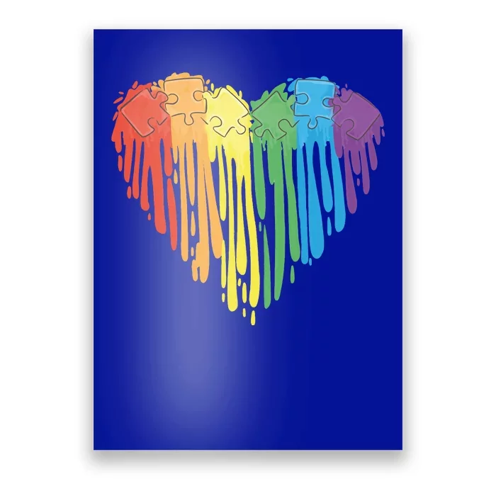 Autism Awareness Rainbow Puzzle Heart Poster