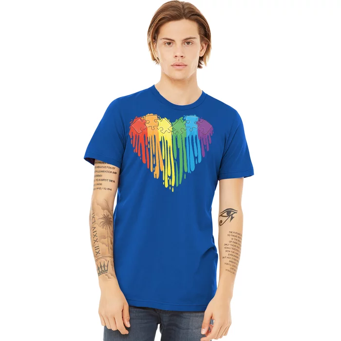 Autism Awareness Rainbow Puzzle Heart Premium T-Shirt