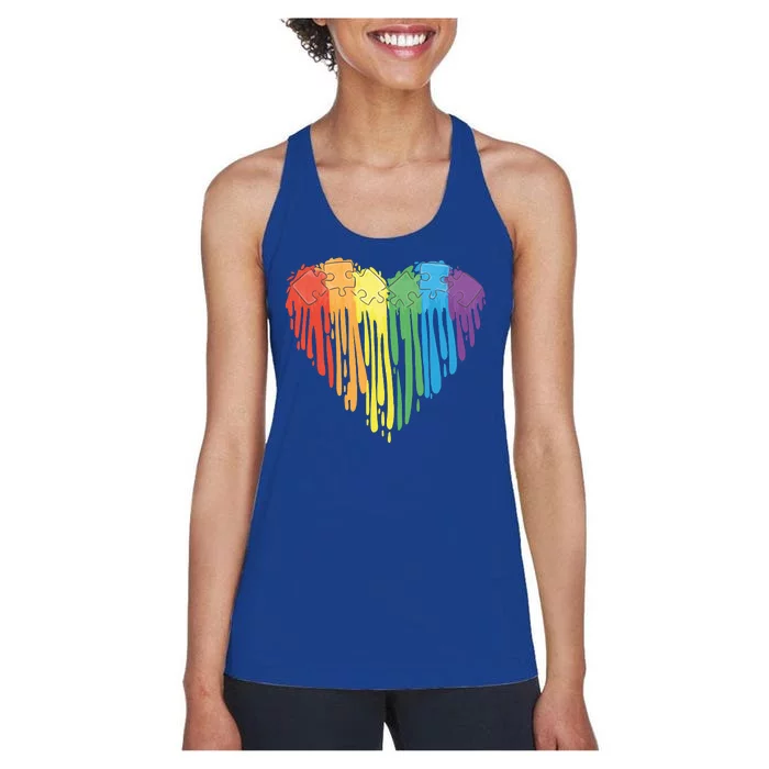 Autism Awareness Rainbow Puzzle Heart Women's Racerback Tank