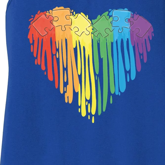 Autism Awareness Rainbow Puzzle Heart Women's Racerback Tank