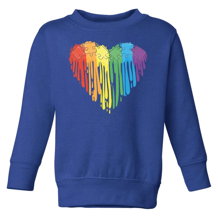 Autism Awareness Rainbow Puzzle Heart Toddler Sweatshirt