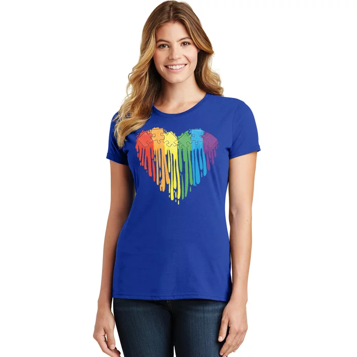 Autism Awareness Rainbow Puzzle Heart Women's T-Shirt