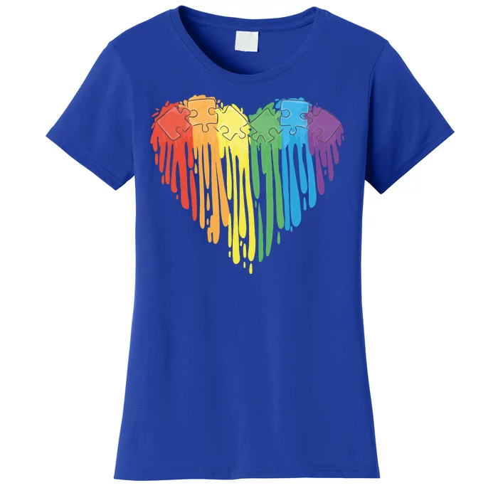 Autism Awareness Rainbow Puzzle Heart Women's T-Shirt