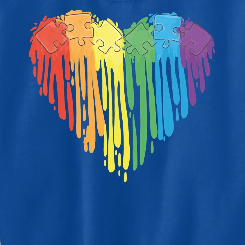 Autism Awareness Rainbow Puzzle Heart Kids Sweatshirt