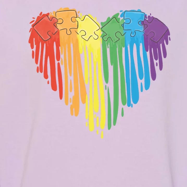 Autism Awareness Rainbow Puzzle Heart Garment-Dyed Sweatshirt