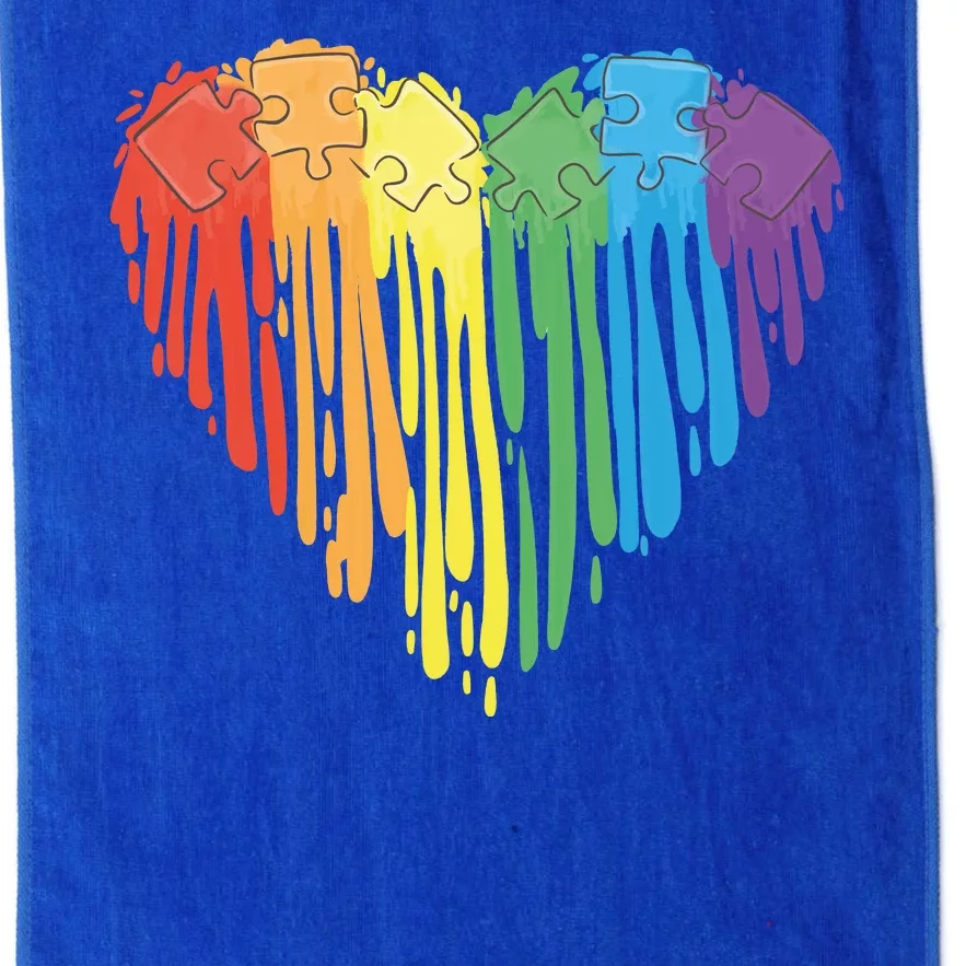 Autism Awareness Rainbow Puzzle Heart Platinum Collection Golf Towel