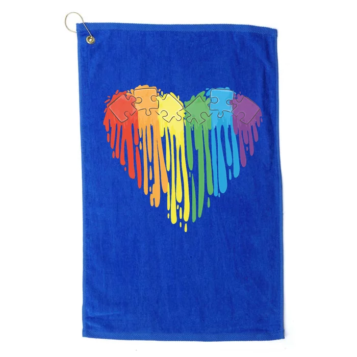 Autism Awareness Rainbow Puzzle Heart Platinum Collection Golf Towel