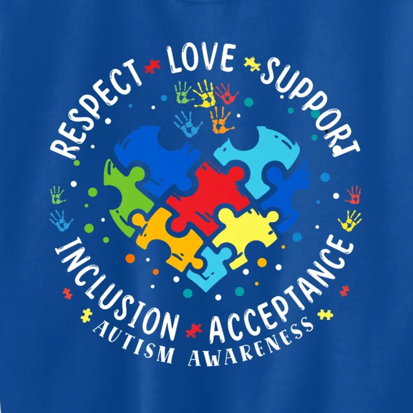 Autism Awareness Respect Love Support Autism Gift Kids Sweatshirt