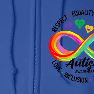 Autism Awareness Respect Equality Support Love Inclusion Gift Full Zip Hoodie