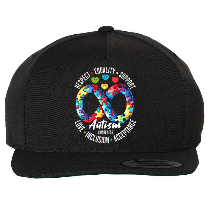 Autism Awareness Respect Equality Support Gift Wool Snapback Cap