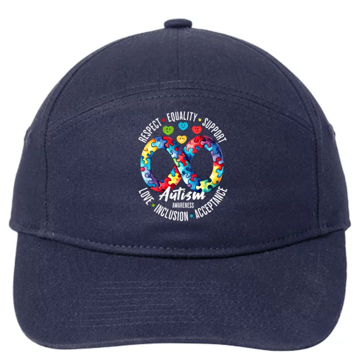 Autism Awareness Respect Equality Support Gift 7-Panel Snapback Hat