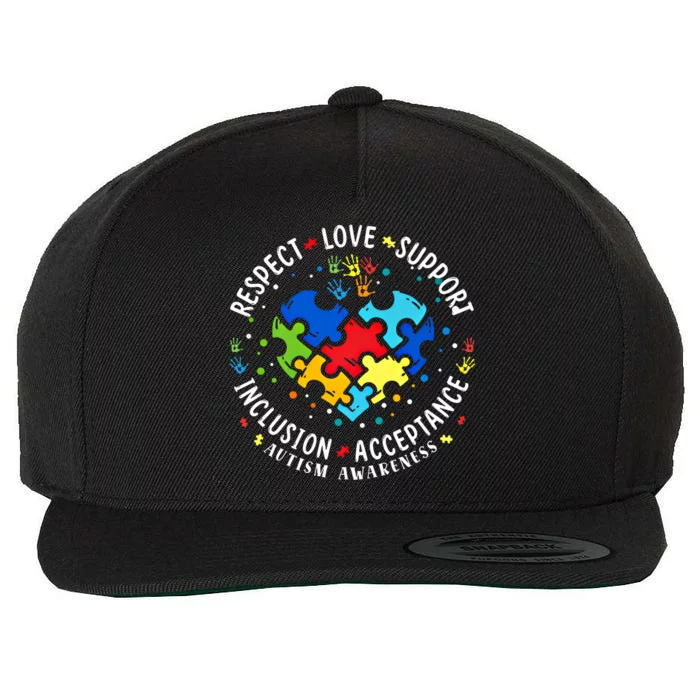 Autism Awareness Respect Love Support Autism Meaningful Gift Wool Snapback Cap