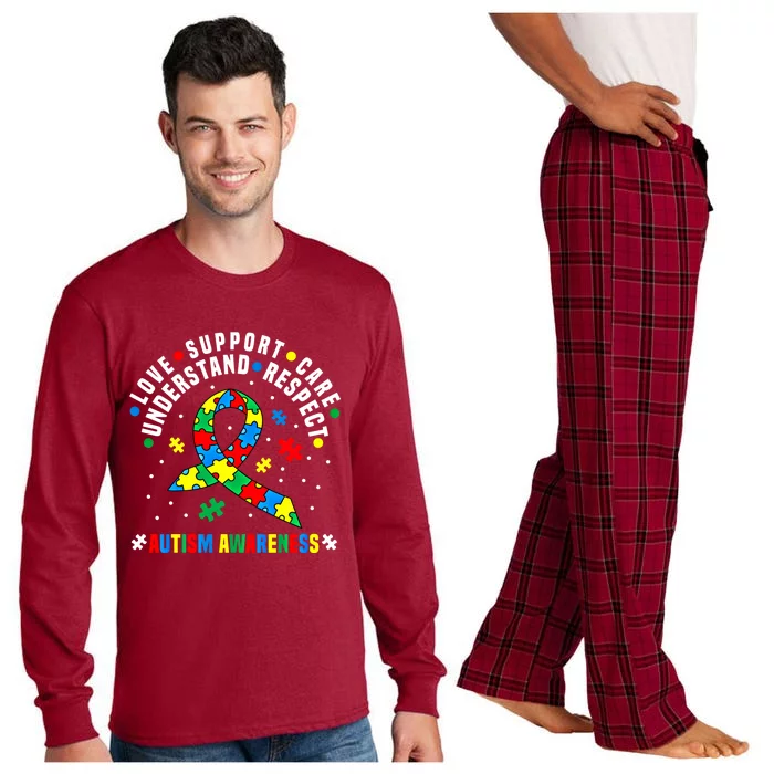 Autism Awareness Respect Love Support Autistic Awareness Gift Long Sleeve Pajama Set