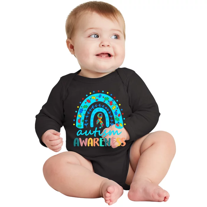 Autism Awareness Rainbow Puzzle Autism Awareness Month Baby Long Sleeve Bodysuit