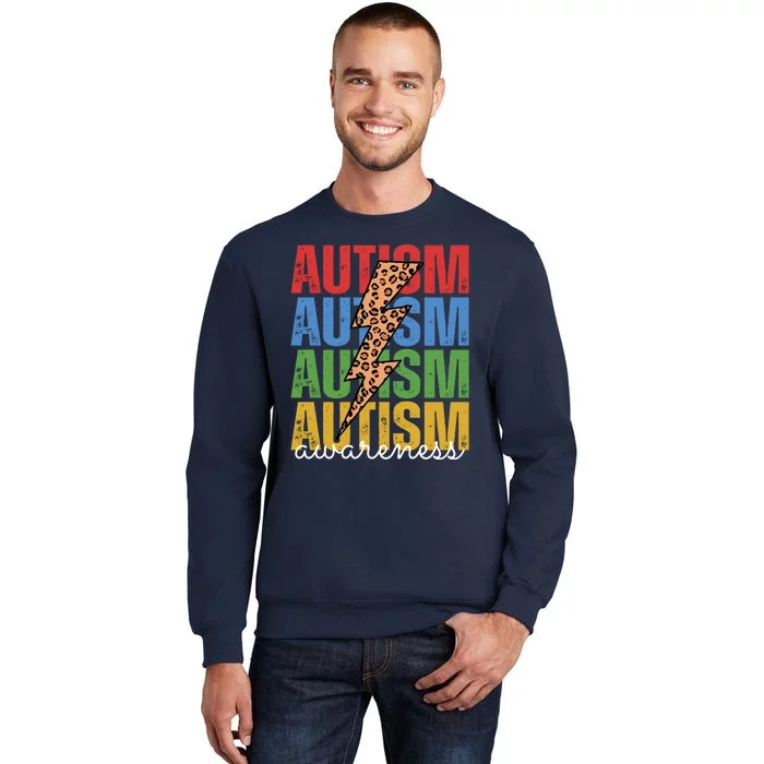 Autism Awareness Retro Cheetah Lightning Tall Sweatshirt