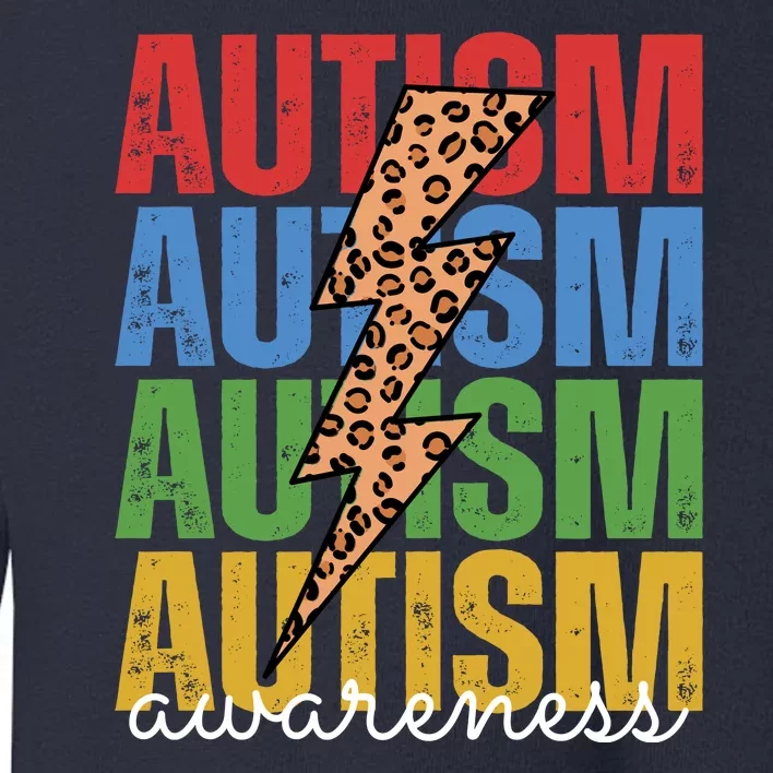 Autism Awareness Retro Cheetah Lightning Toddler Sweatshirt