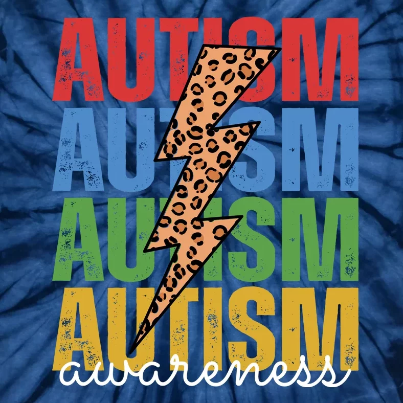 Autism Awareness Retro Cheetah Lightning Tie-Dye T-Shirt