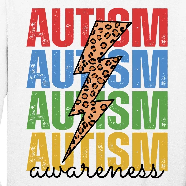 Autism Awareness Retro Cheetah Lightning Long Sleeve Shirt