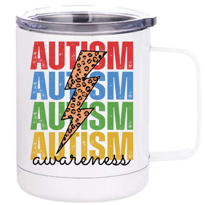 Autism Awareness Retro Cheetah Lightning 12 oz Stainless Steel Tumbler Cup