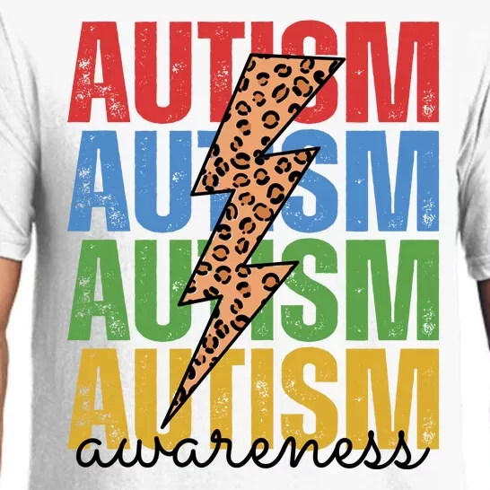 Autism Awareness Retro Cheetah Lightning Pajama Set