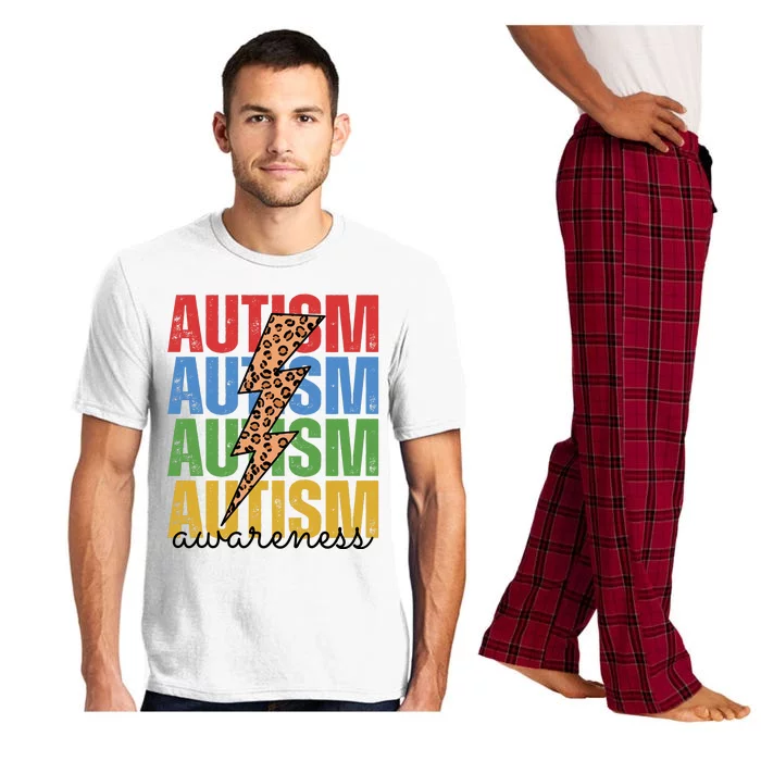 Autism Awareness Retro Cheetah Lightning Pajama Set