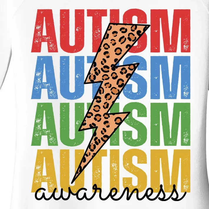 Autism Awareness Retro Cheetah Lightning Women's Perfect Tri Tunic Long Sleeve Shirt