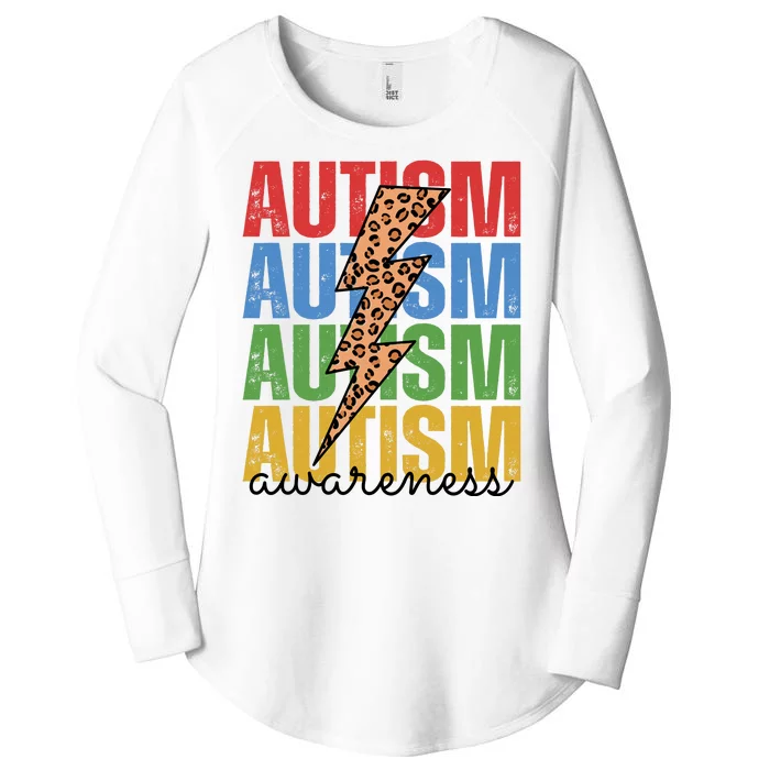 Autism Awareness Retro Cheetah Lightning Women's Perfect Tri Tunic Long Sleeve Shirt