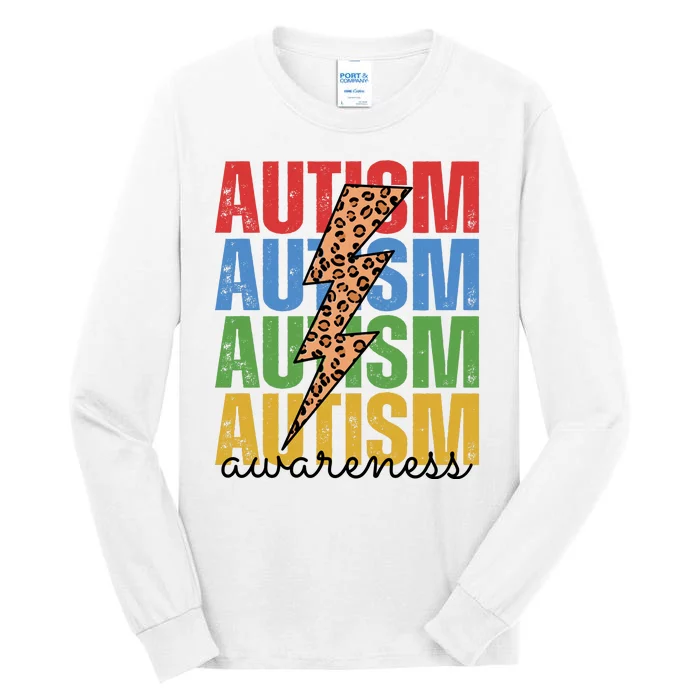 Autism Awareness Retro Cheetah Lightning Tall Long Sleeve T-Shirt