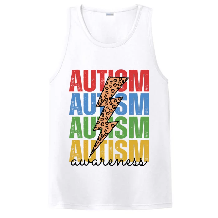 Autism Awareness Retro Cheetah Lightning Performance Tank