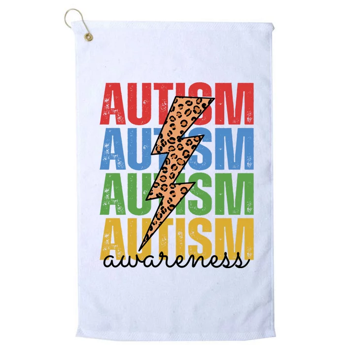 Autism Awareness Retro Cheetah Lightning Platinum Collection Golf Towel