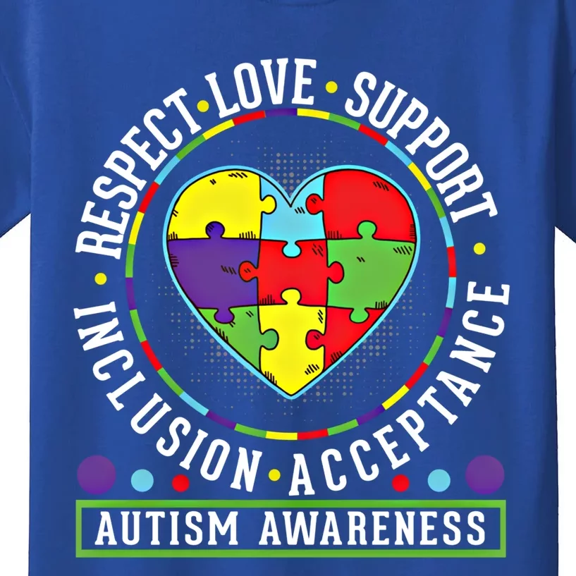 Autism Awareness Respect Love Support Inclusion Acceptance Cute Gift Kids T-Shirt