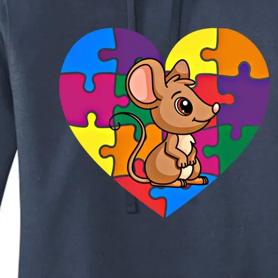 Autism Awareness Rat Heart ValentineS Day Puzzle Piece Gift Women's Pullover Hoodie