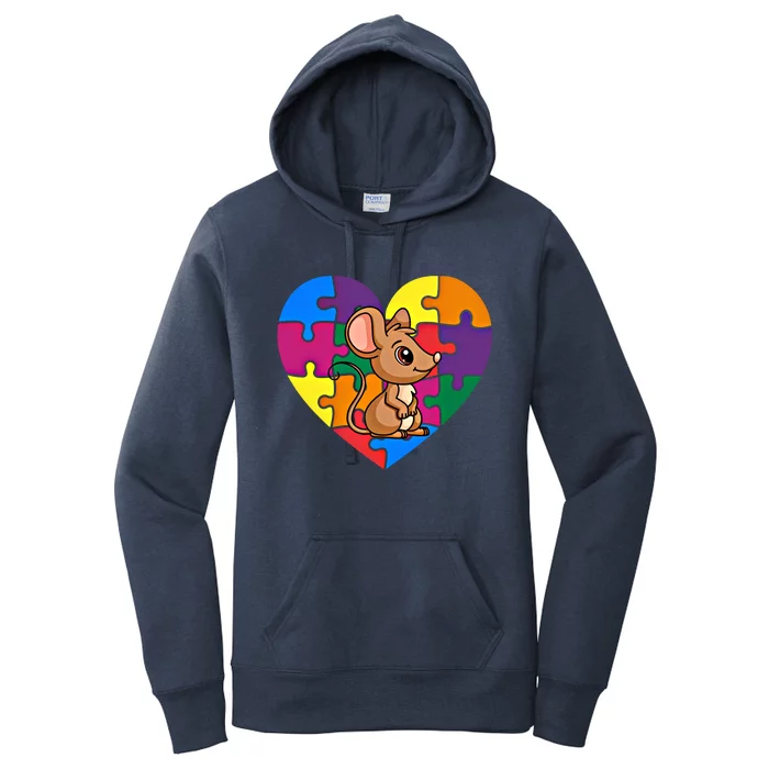 Autism Awareness Rat Heart ValentineS Day Puzzle Piece Gift Women's Pullover Hoodie