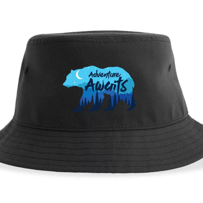 Adventure Awaits Retro Summer Camping Sustainable Bucket Hat