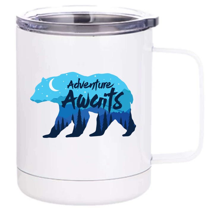 Adventure Awaits Retro Summer Camping Front & Back 12oz Stainless Steel Tumbler Cup